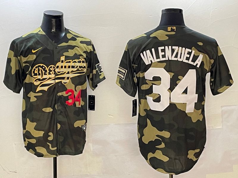 Men Los Angeles Dodgers #34 Valenzuela Camo Joint Name 2025 Nike MLB Jersey style 10
